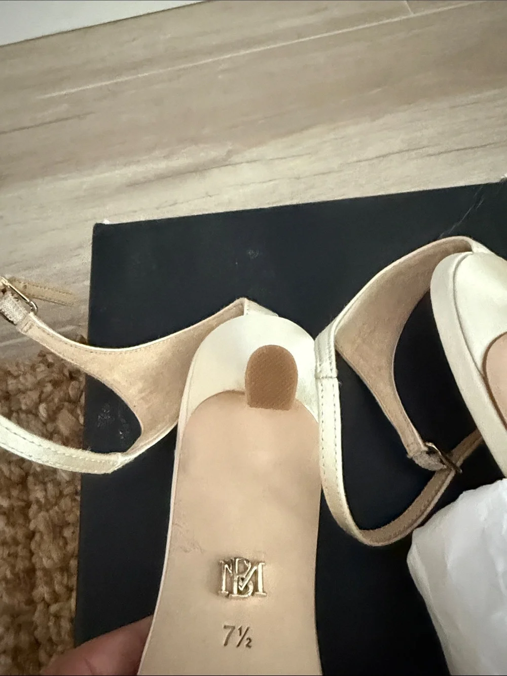 Badgley Mischka Cream Pointed-Toe Embellished Slingback Heels